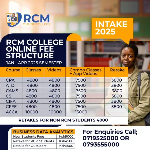 CPA, ATD, CIFA and BDA January-April 2025 Semester Intake, RCM Online College