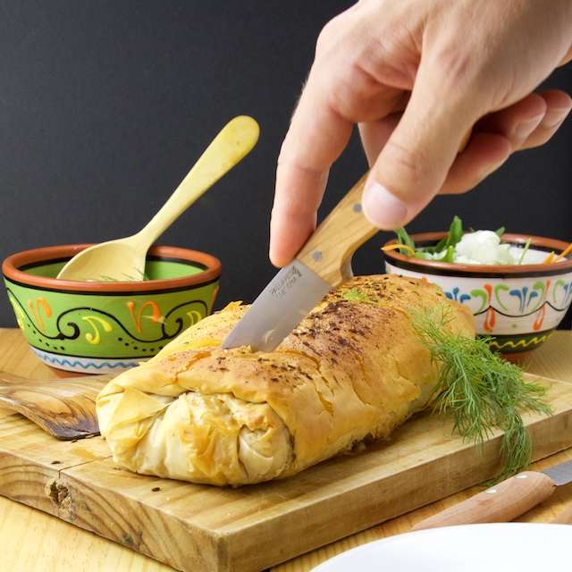 Krautstrudel with horseradish sauce