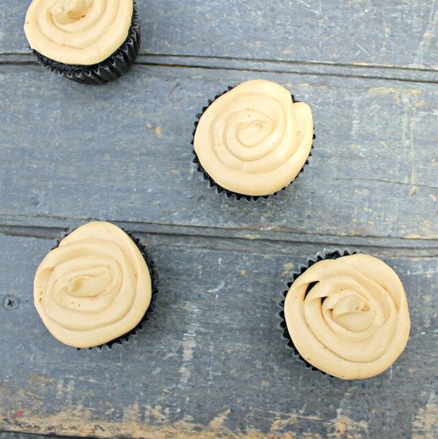 Vegan Dark Chocolate Cupcakes with Peanut Butter Frosting