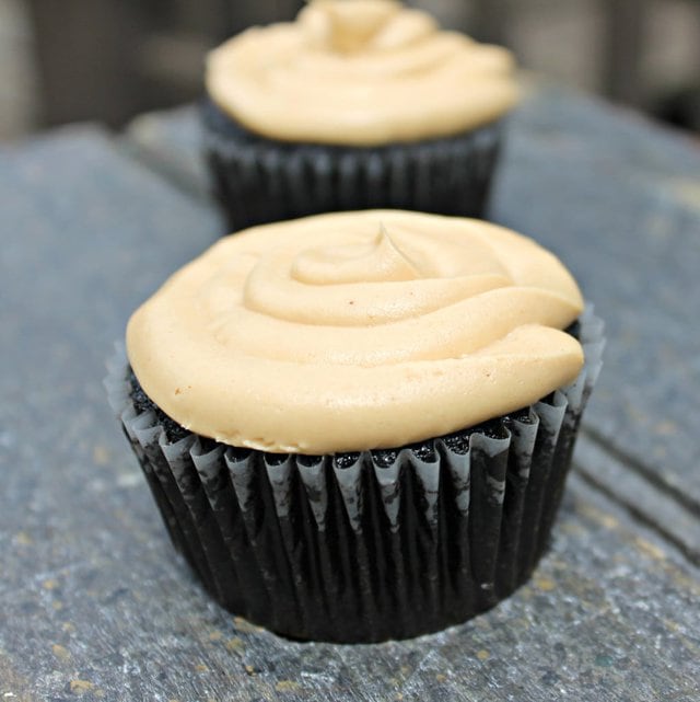 Vegan Dark Chocolate Cupcakes with Peanut Butter Frosting