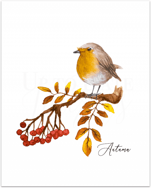 Autumn Bird Drop Shadow