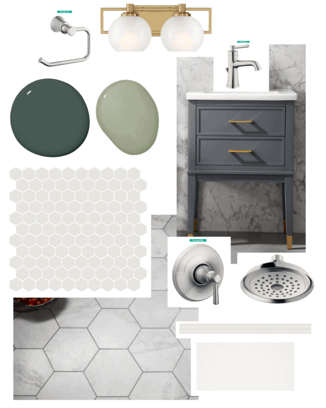 small ensuite bathroom design mood board