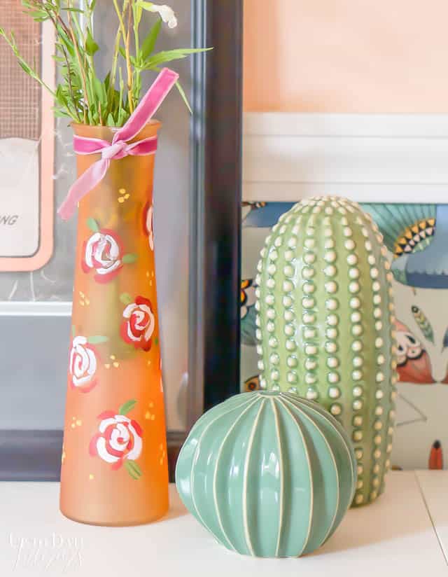 Hand Painted Floral Dollar Store Vase 10