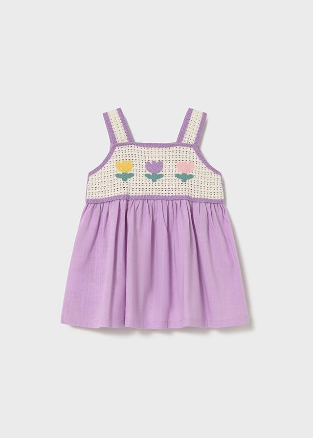 Vestido Combinado Crochet lila MAYORAL