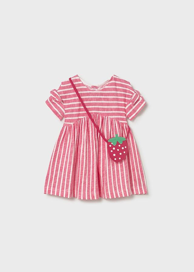 Vestido con bolso a rayas Fresa MAYORAL