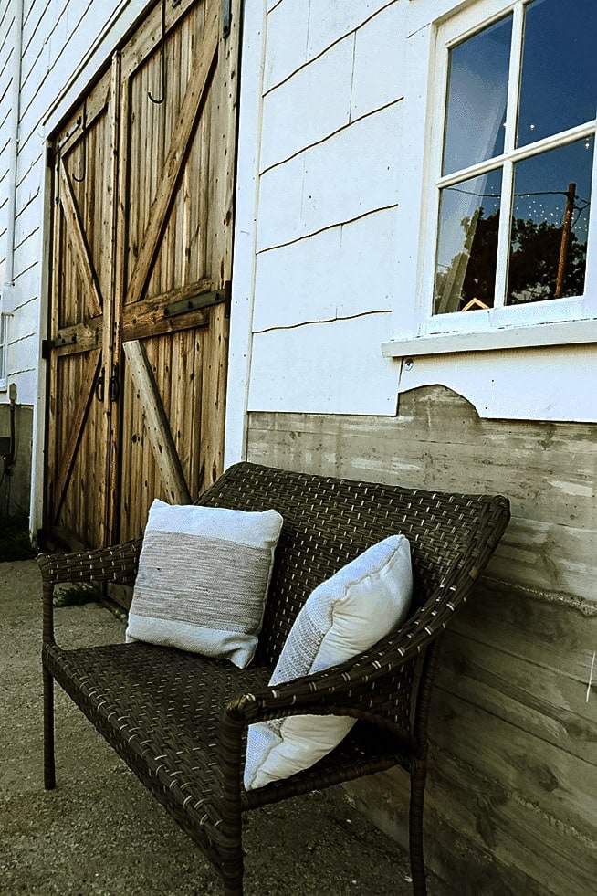 Bench out side of barn