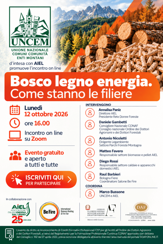 Scopri il Webinar sulle Filiere Bosco Legno Energia