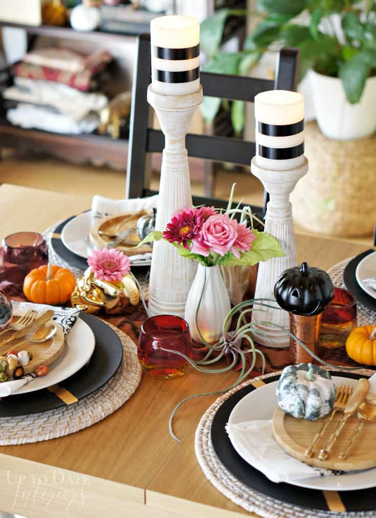 elegant and eclectic halloween table setting