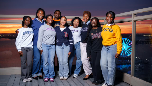 College students standing together