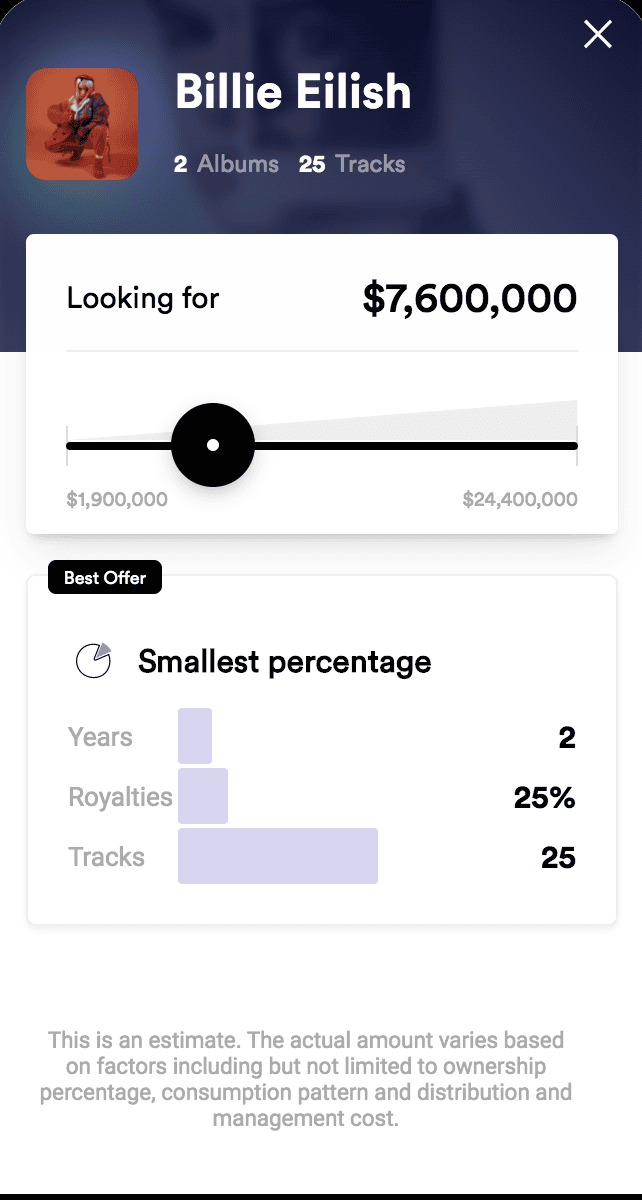 Billie Eilish The Music Fund royalty slider