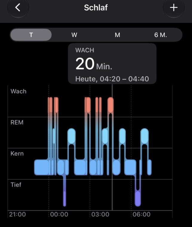Screenshot Apple Schlaf: Viel wach...