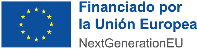Logo de la Unión Europea con estrellas doradas y texto indicando financiamiento por NextGenerationEU