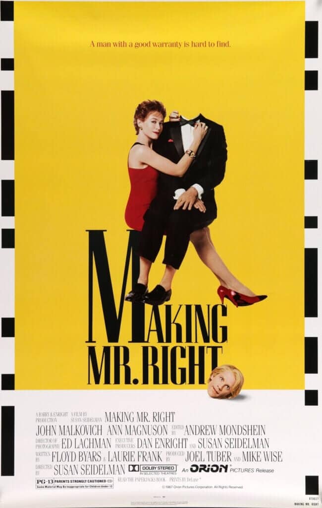 The original 1987 theatrical one-sheet for Susan Seidelman's Making Mr. Right