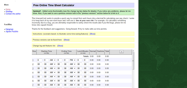 Free Online Time Sheet Calculator
