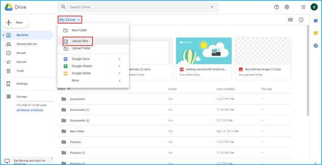 Upload Files to Google Drive