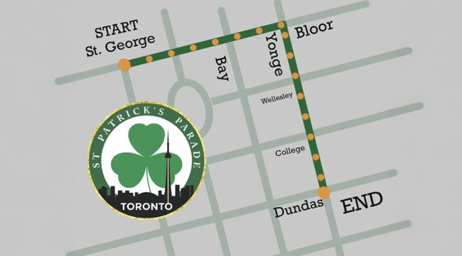 Toronto St. Patrick's Day Parade Route