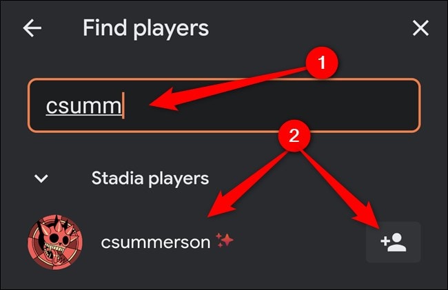 Find friends on Google Stadia