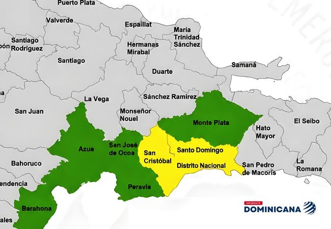 COE pone en alerta amarilla al Gran Santo Domingo y San Cristóbal por las lluvias