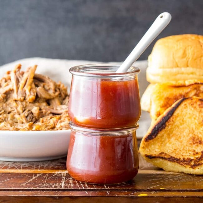 Vinegar BBQ Sauce in stacked jars