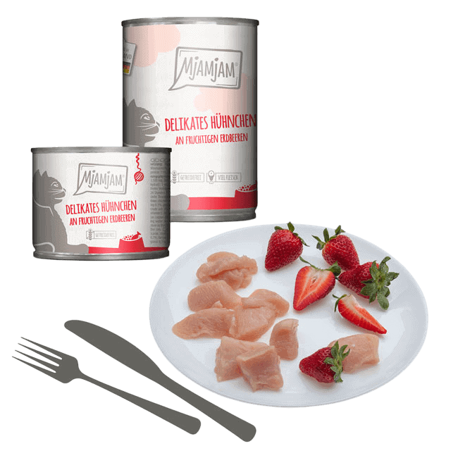 Pollo con Fresas Paté MjAMjAM para gato