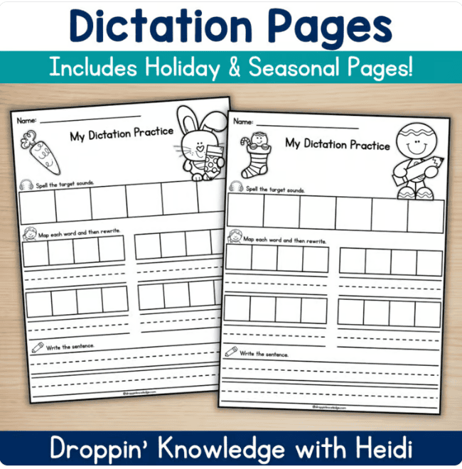 Spelling Dictation Blank Template Pages - Seasons Holidays Phonics - Image 3
