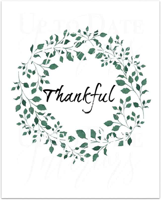 free thankful printable in green