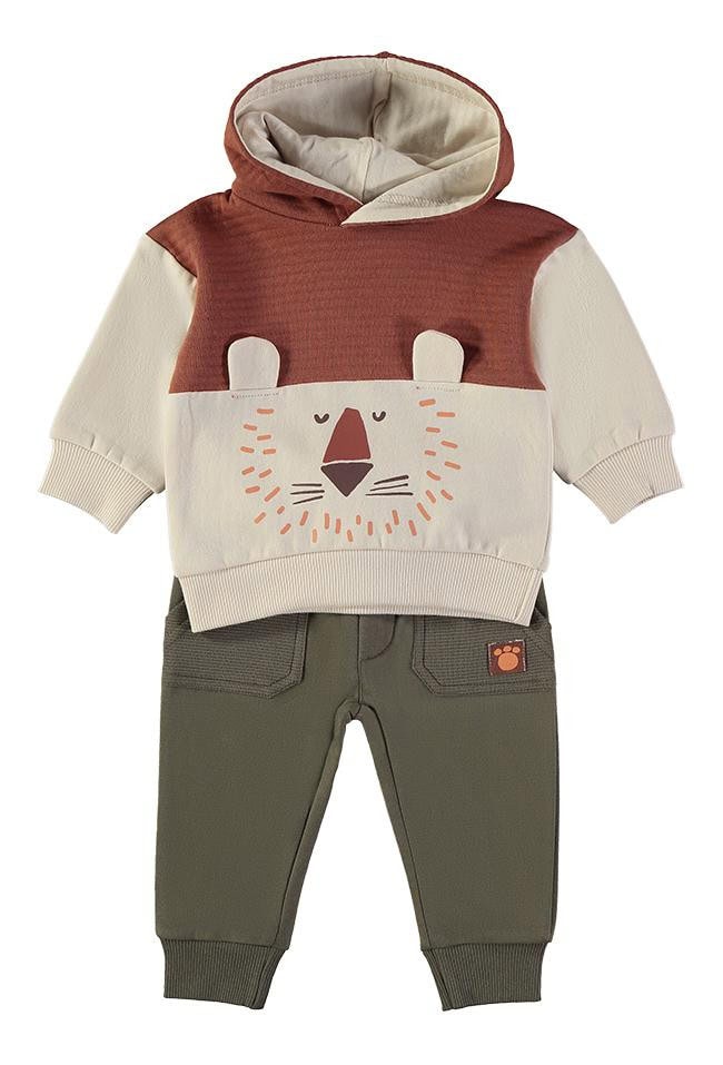 Conjunto algodón Capucha Ocre León BABYBOL
