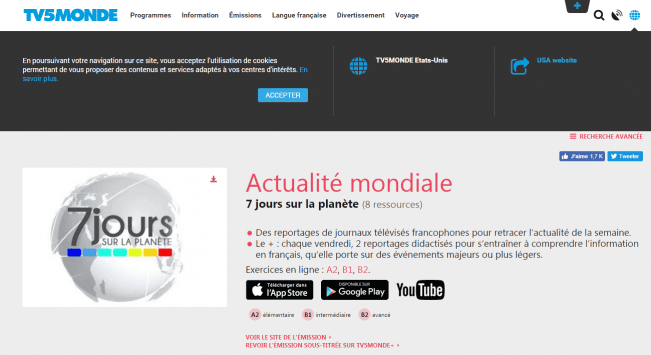 7 jours sur la monde par tv5 is fantastic french language resource