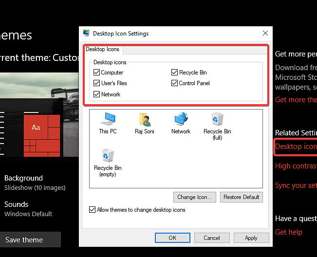 Desktop Icon Settings