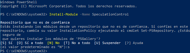 Instalación de Retpoline en Windows 10. Speculation Control