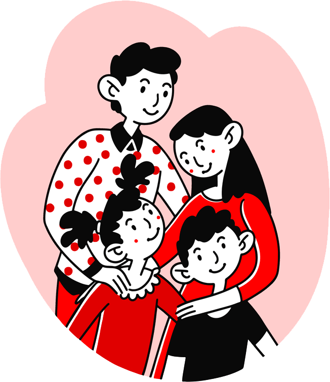 father mother daughter son illustration