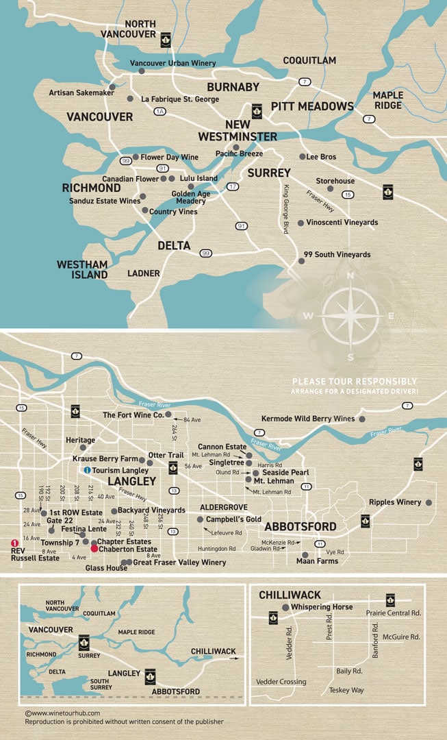 Fraser valley and lower mainland winery maps