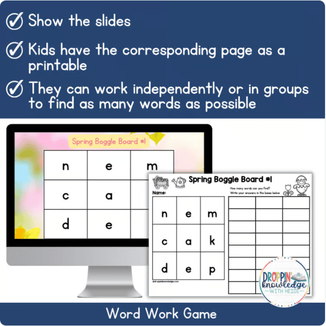 Word Work Boggle Style SPRING Boards CVC Words, Blends, Digraphs, CVCE Silent E - Image 2