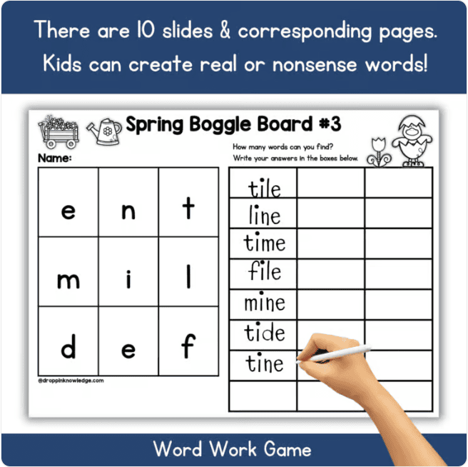 Word Work Boggle Style SPRING Boards CVC Words, Blends, Digraphs, CVCE Silent E - Image 3