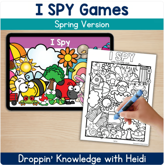 I SPY Phonemic Awareness SPRING VERSION - Beginning Sounds Syllables Rhyming