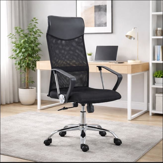 SILLÓN GIRATORIO PU NEGRO. DIMENSIONES: 64X64X114-122 CM