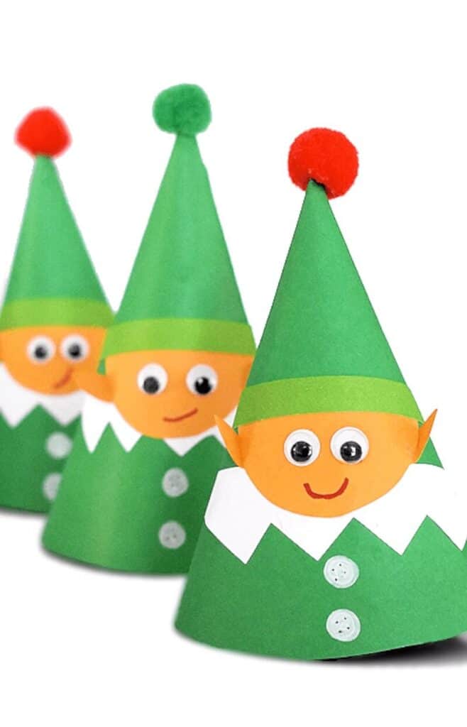 paper cone elf craft idea for kids