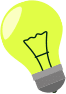 Bright yellow light bulb icon with a gray base, symbolizing an idea or innovation.