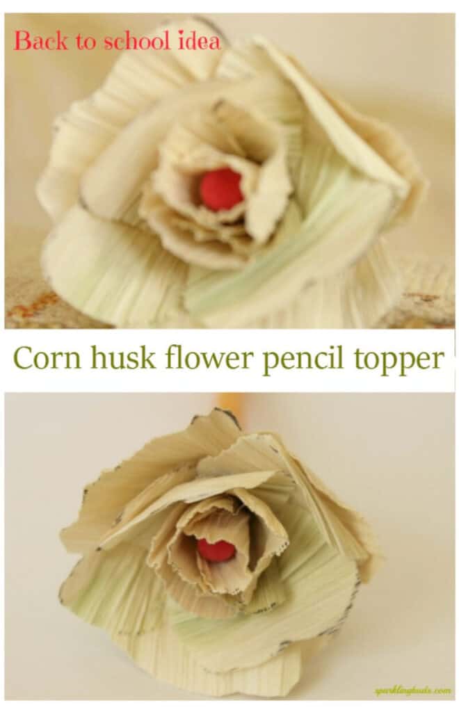 pencil topper craft for kids made with corn husk