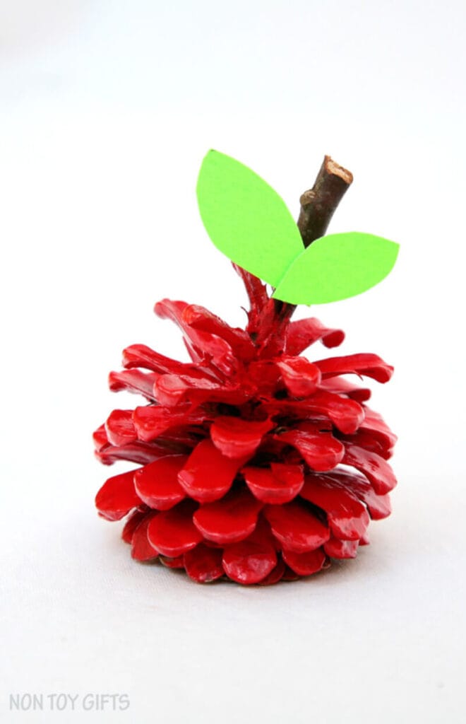 fall-themed project featuring a pinecone apple craft