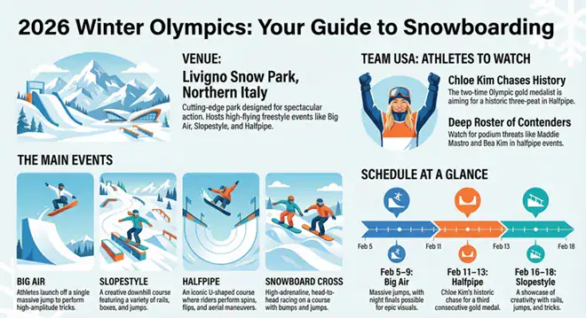 2026 Winter Olympics Snowboarding Infographic - Sports Brackets 2026 Winter Olympics Snowboarding Schedule