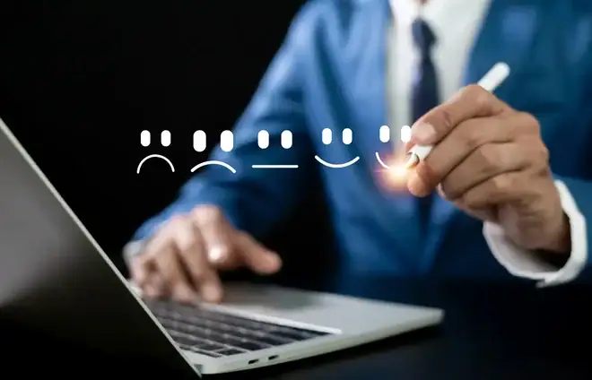 entrepreneur soliciting a positive review from a happy customer