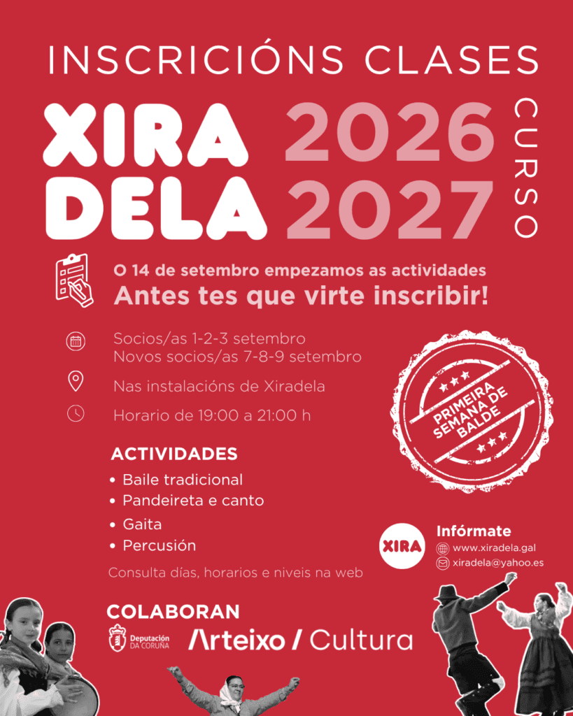 DATAS e horarios de Inscricións AX XIRADELA Curso 2026-27