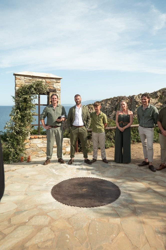 Lois and Nathan during their wedding ceremony at Villa Delenia