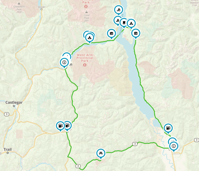 map of kootenay pass motorcycle route