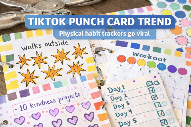 TikTok Punch Card Trend Collage Illustration