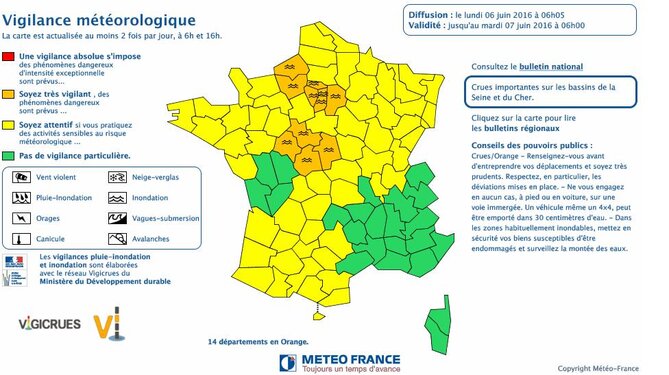 Inondations. 14 départements restent en alerte orange ce lundi