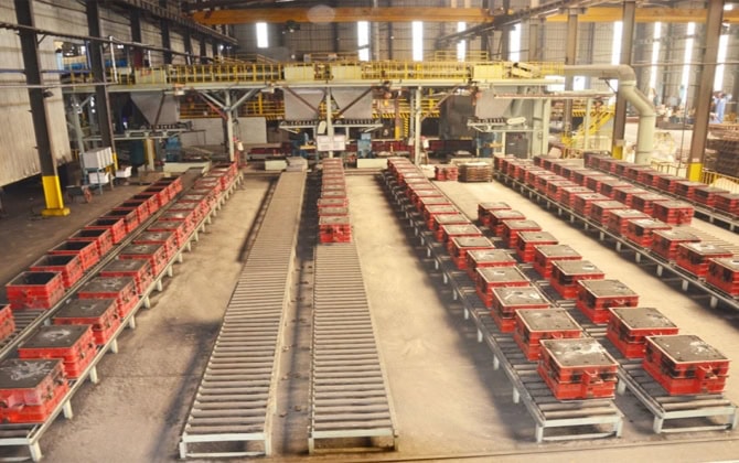Sand casting production line for heat-resistant steel castings