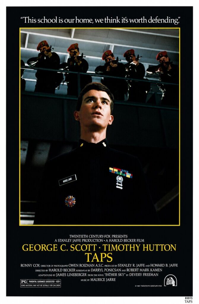 The original 1981 theatrical one-sheet for the Timothy Hutton/Tom Cruise/Sean Penn movie Taps.