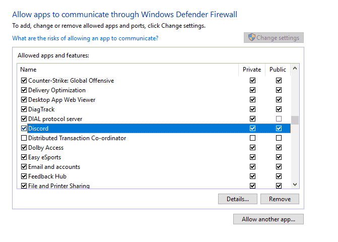 Allow an App Through Firewall Discord